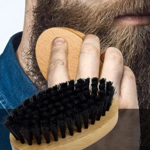 Boar Bristle Beard Brush Moustache Wood Palm Soft Round Handle Mens beardBrush1.